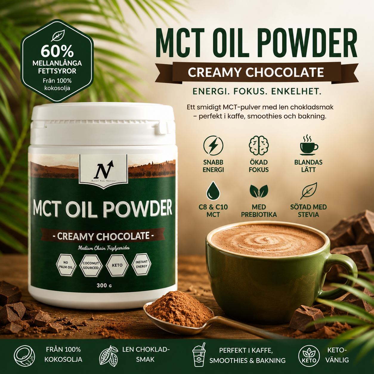MCT Oil Powder – Creamy Chocolate - Image 2